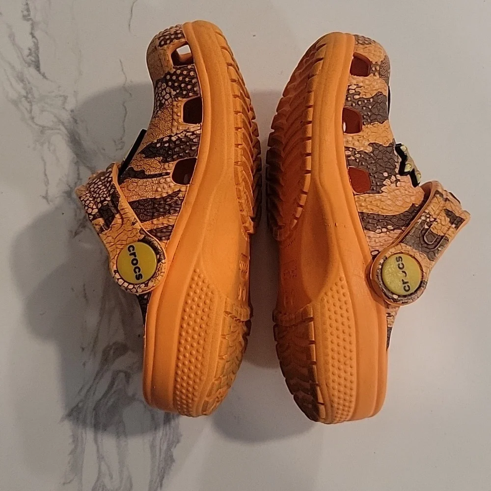 Jurrassic World Crocs Kids  Orange Animal Print Size 7